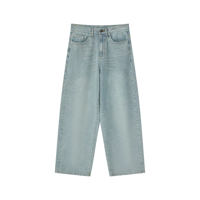 Washed Blue Wide-Leg Jeans