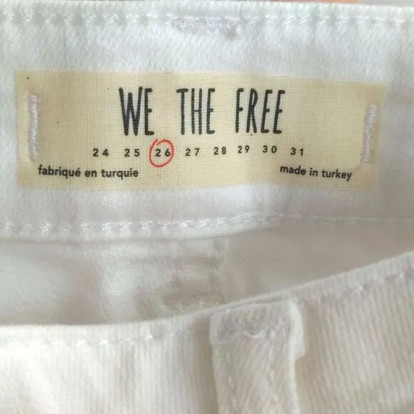 We the Free (Free People) cream ivory denim jeans w/ embroidery applique 26