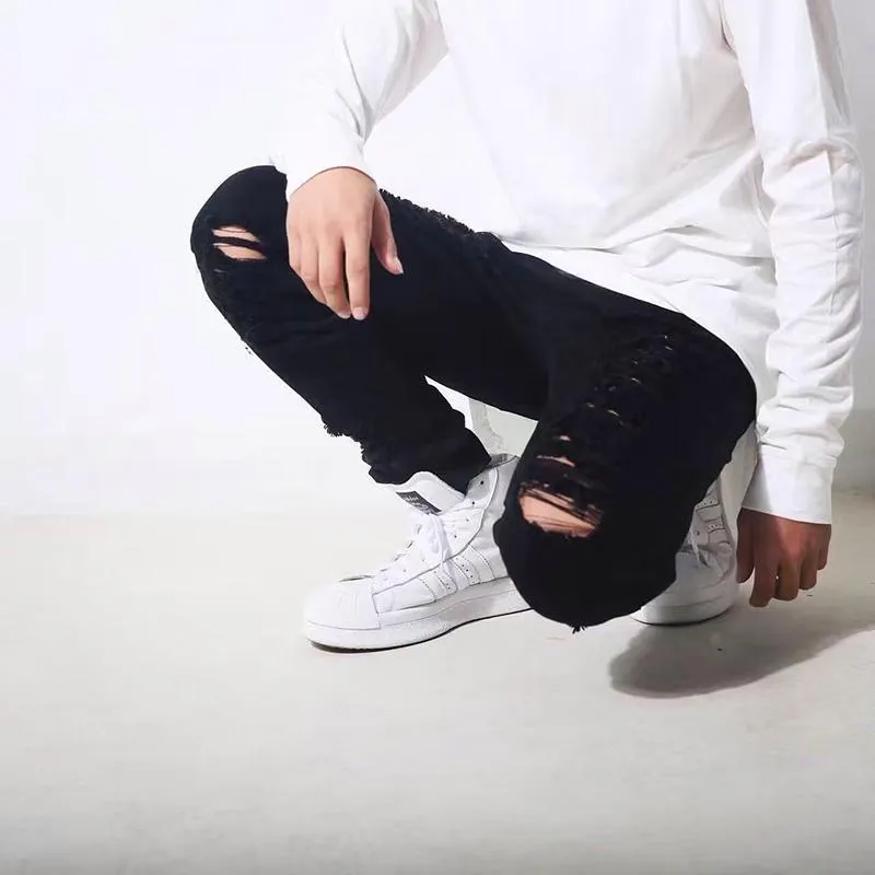 West Louis™ Hip Hop Swag Distressed Slim Jeans [ 3 colors ]