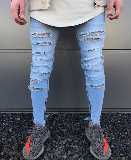 West Louis™ Hip Hop Swag Distressed Slim Jeans [ 3 colors ]