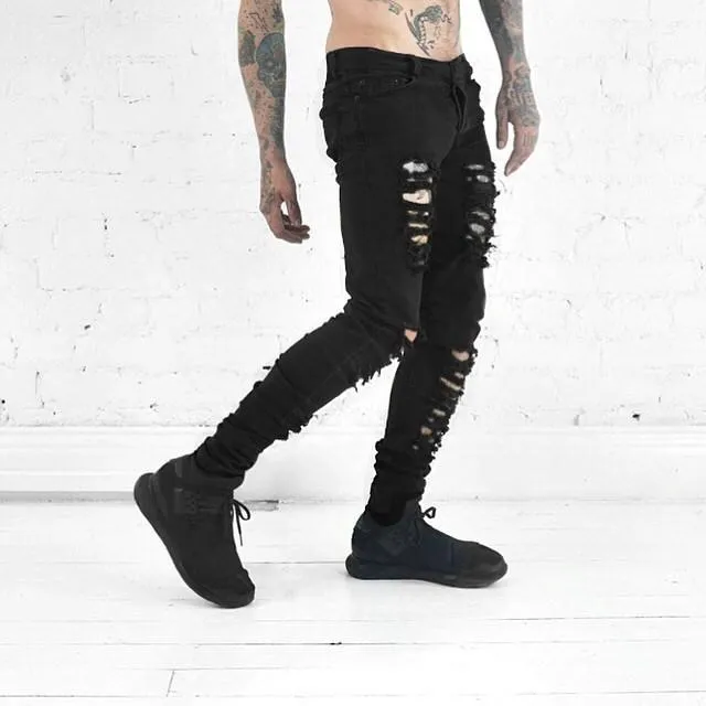West Louis™ Hip Hop Swag Distressed Slim Jeans [ 3 colors ]