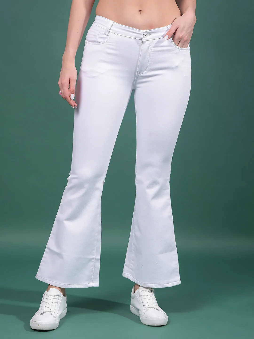 White Bootcut Jeans