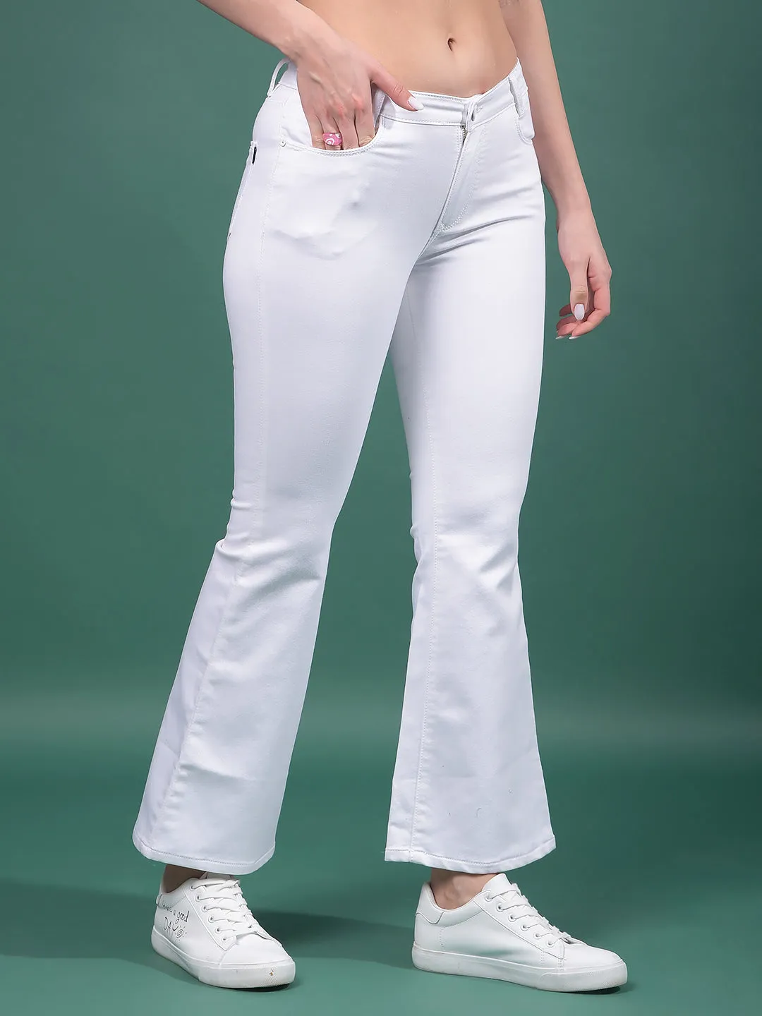 White Bootcut Jeans