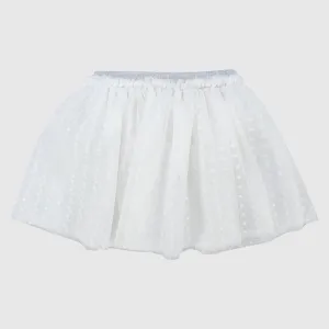 White Dotted Ruffled Skirt