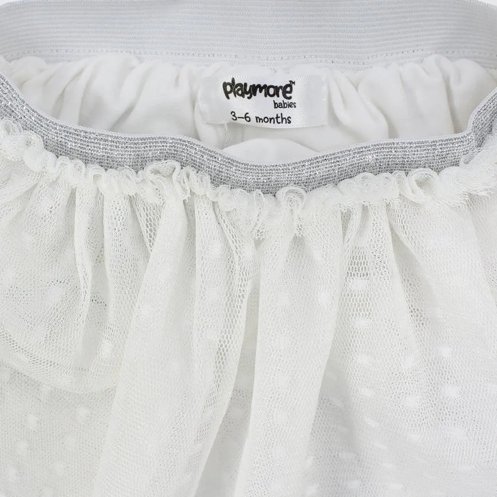 White Dotted Ruffled Skirt