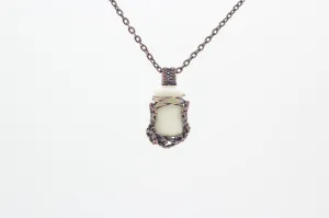 White Fused Glass Pendant with Copper Wire Wrapping