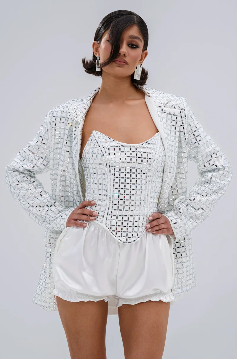 WHITE HOT EMBELLISHED BLAZER