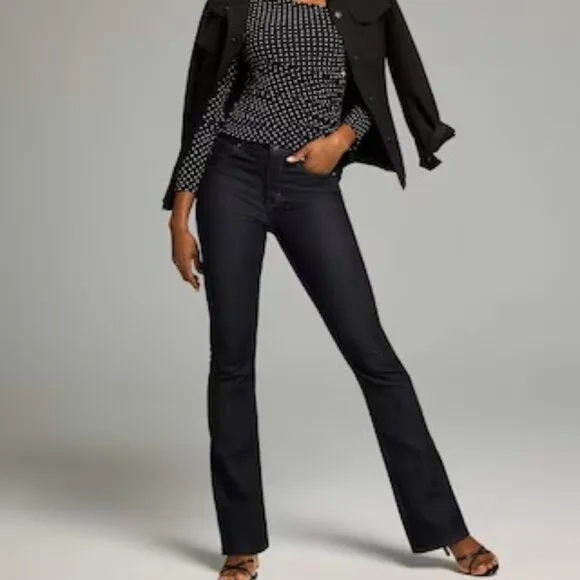 WHITE HOUSE BLACK MARKET HIGH RISE SKINNY FLARE SCULPT DARK WASH DENIM JEANS 0 S