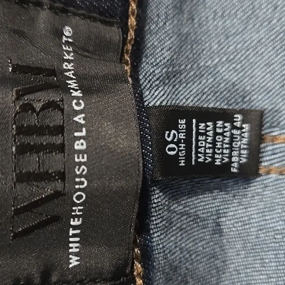 WHITE HOUSE BLACK MARKET HIGH RISE SKINNY FLARE SCULPT DARK WASH DENIM JEANS 0 S