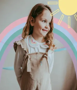 White Rainbow Applique Top