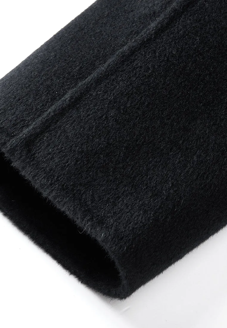 Wide Lapel Wrap-knotted Patch-pocket Cropped Coat