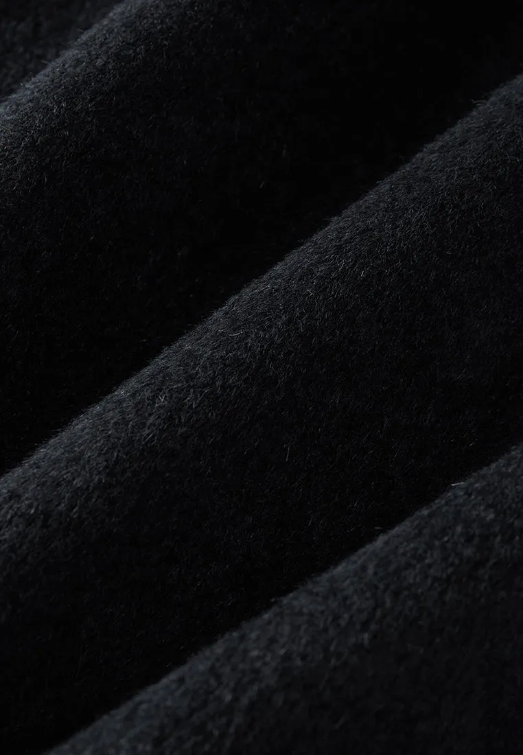 Wide Lapel Wrap-knotted Patch-pocket Cropped Coat