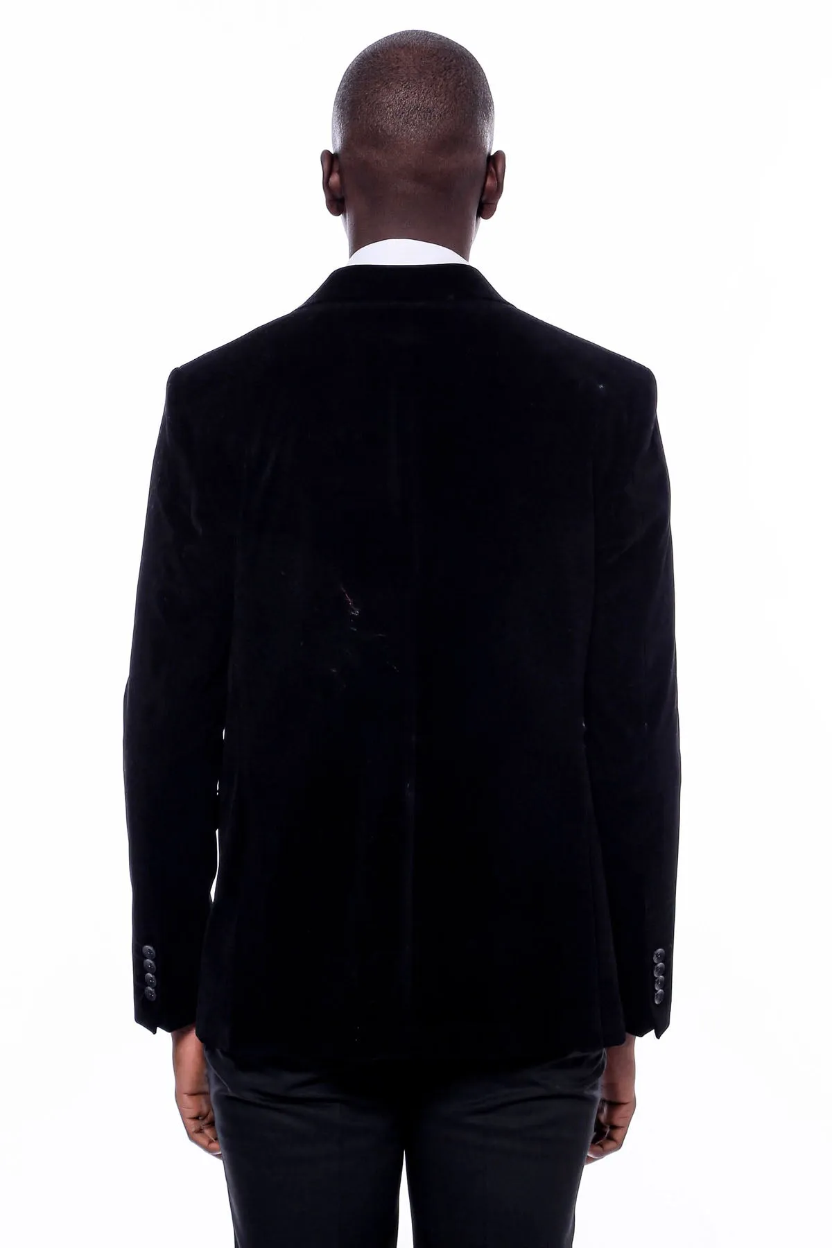 Wide Peak Lapel Velvet Black Blazer - Wessi
