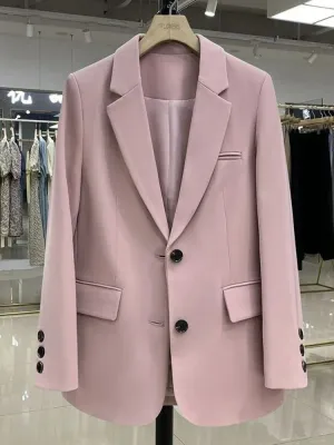 Women Jackets Pink Small Suit Women's Coat Casual Small Loose Small Suit Women's Design Sense  Blazer Women