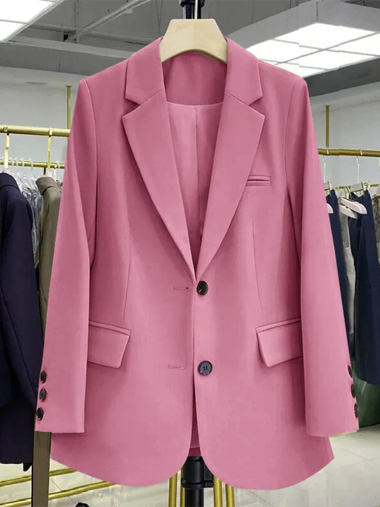 Women Jackets Pink Small Suit Women's Coat Casual Small Loose Small Suit Women's Design Sense  Blazer Women
