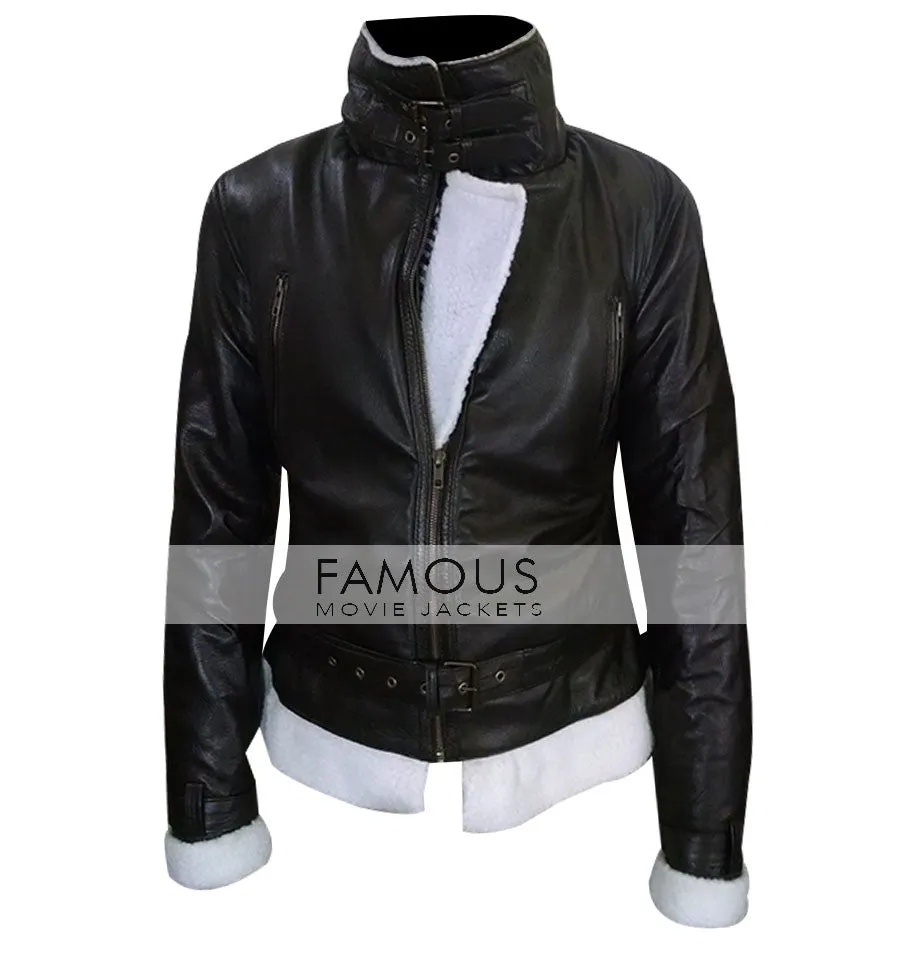 Women Lambskin Flying Aviator Brown Shearling Jacket