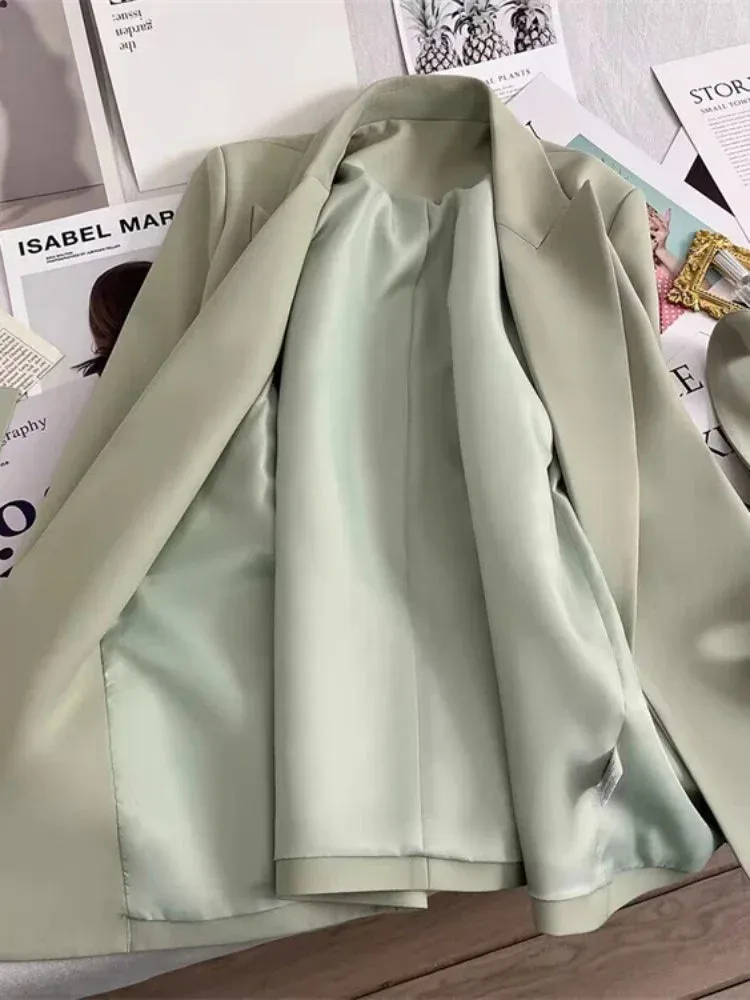 Women's Blazers Spring Autumn Suit Coat Beige Tie Up Jacket Slim Fit Stylish Top Outerwear Office Lady Blazer for Women Clothing