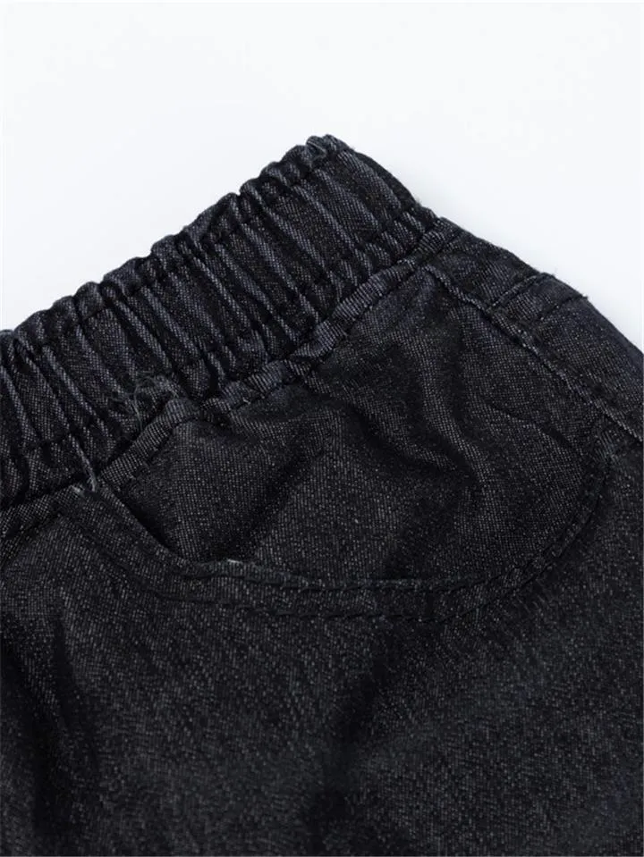 Womens Elastic Waist Drawstring Jeans