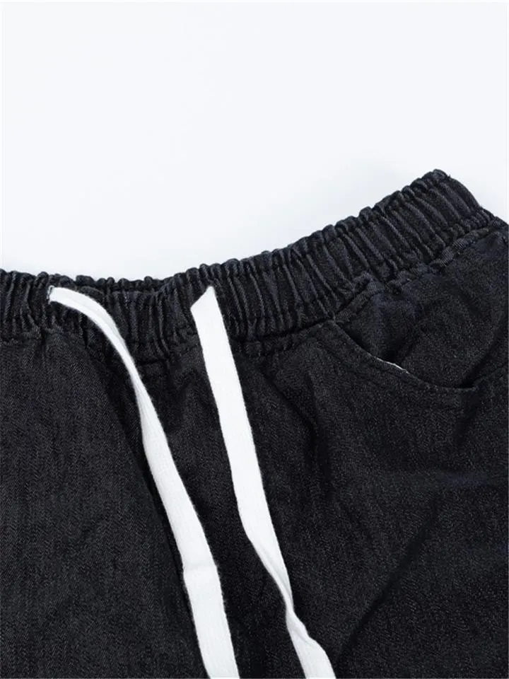 Womens Elastic Waist Drawstring Jeans