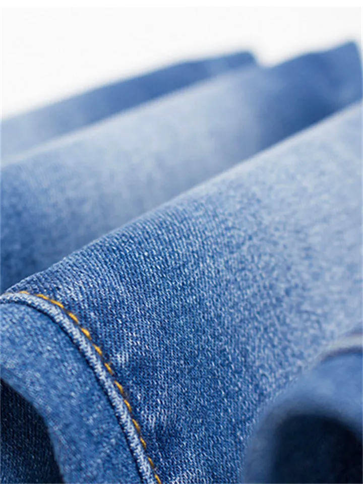 Women's Fashion Slim Fit Buttons Washed Effect Daily Denim Jeans