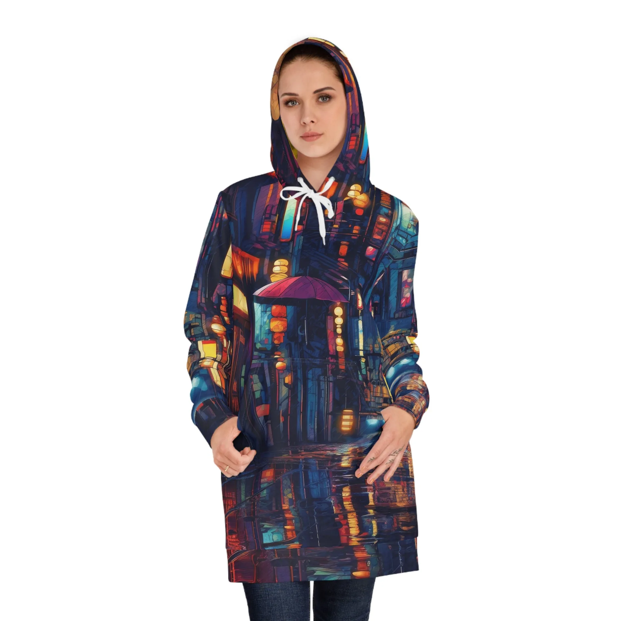 Women's Hoodie Dress - Wandering Osaka