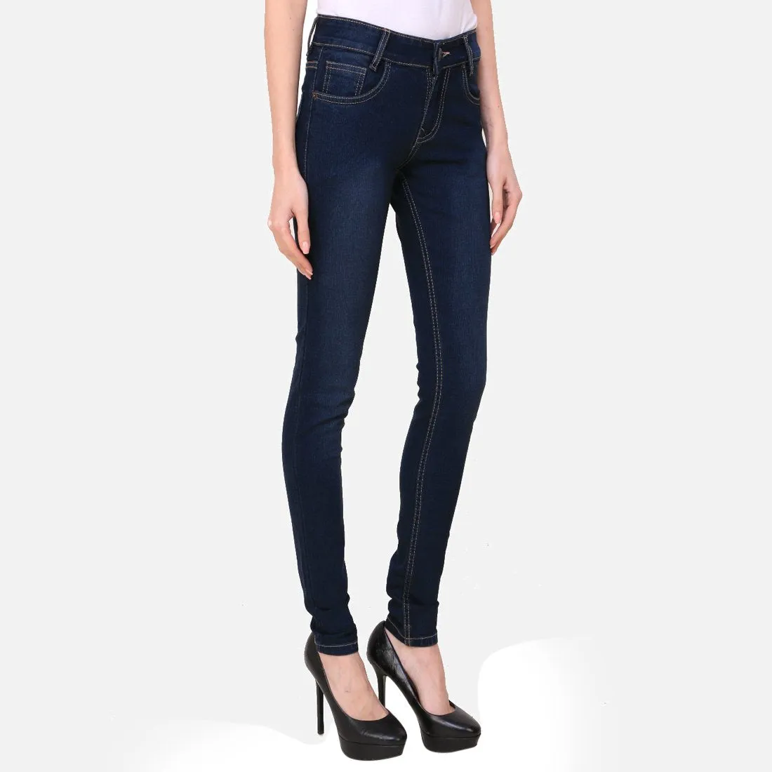 Women's Skinny Fit Mid-Rise Clean Look Clean Look Streachable Jeans