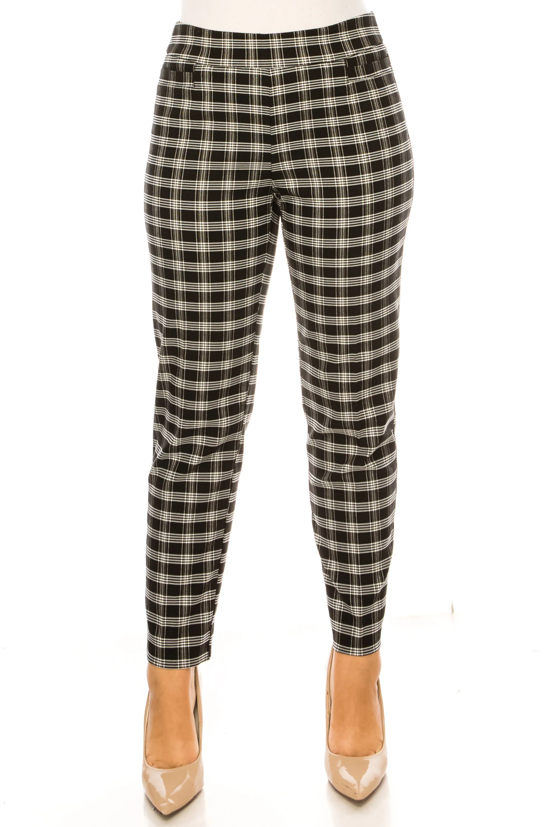 Zac & Rachel Pull-On Plaid Print Slim Leg Pants