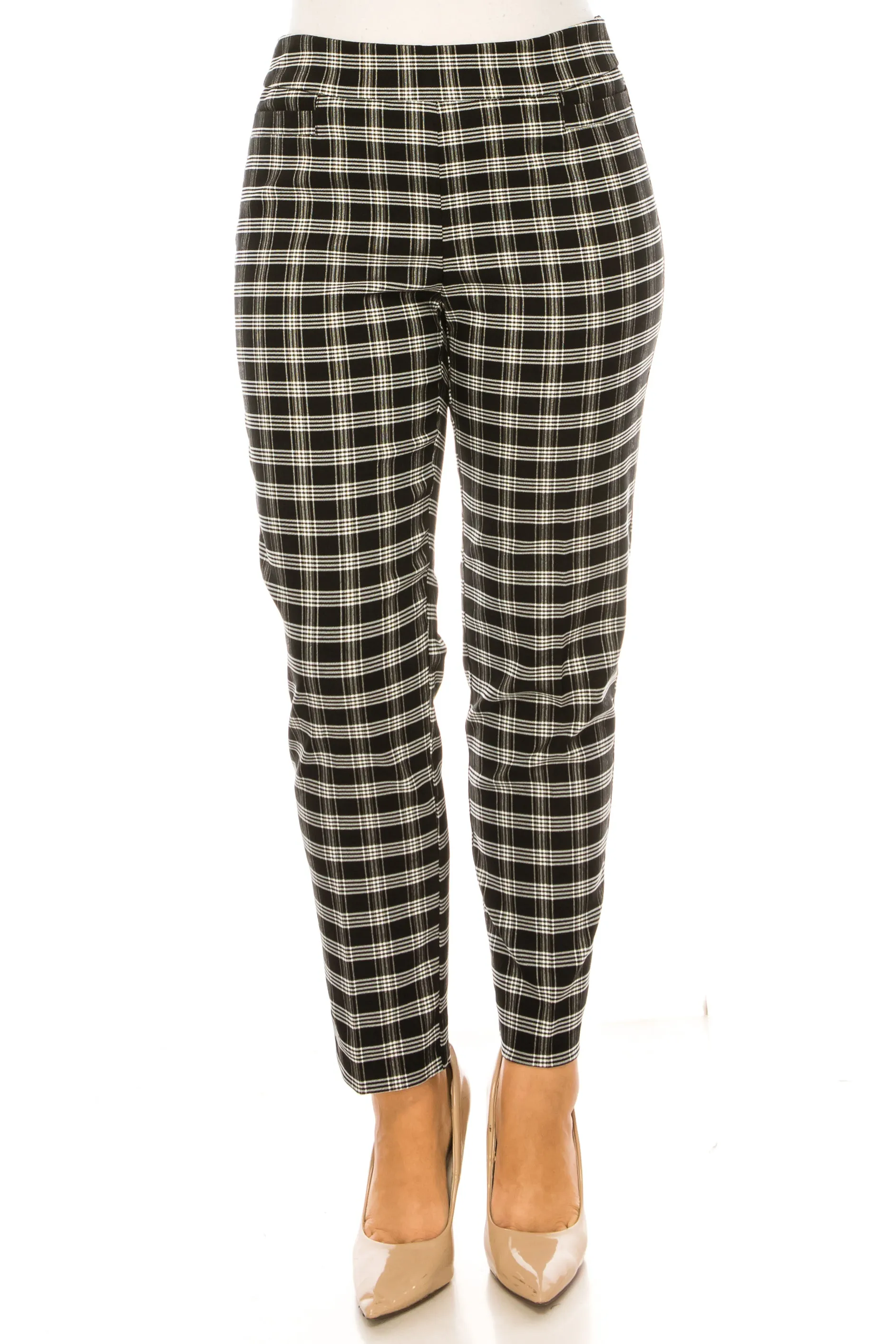 Zac & Rachel Pull-On Plaid Print Slim Leg Pants